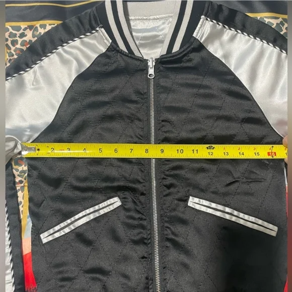 Straight To Hell Black and White Reversible Bomber Jacket - Picture 5 of 7